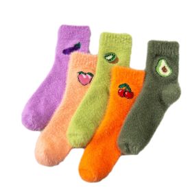 Plush Slipper Socks Women, Warm Fuzzy Crew Socks 5 Pairs