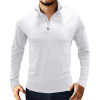 Men's Casual Polo Shirts 1/4 Zip Long Sleeve Shirt Outdoor Stand-Up Collar Slim Fit Shirts