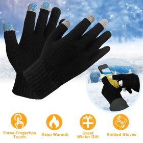 Unisex Touch Screen Gloves, Full Finger Winter Warm Knitted Gloves For Warmth. Running, Cycling, Camping, Hiking