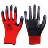 12 Pairs Red Nitrile Rubber Coated Work Gloves Men Nylon