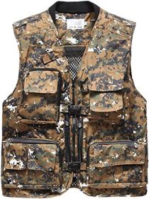 Men's Camouflage Quick-drying multi-pocket fishing Vests Outdoor Photography (Color: Camouflage-S)