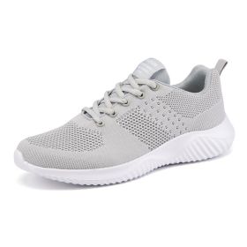 Men Walking Sports Shoes Lightweight Breathable Sneakers Male Knitting Outdoor Running Footwear Fashion Fitness Jogging Trainers (Color: Gray, size: 39)