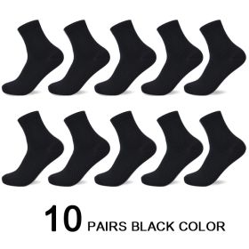 10 Pairs/Lot Men's Bamboo Fiber Socks 2022 New Compression Autumn Long Black Business Casual Man Dress Sock Gift Plus Size 42-45 (Color: 10 black, size: 40-45)