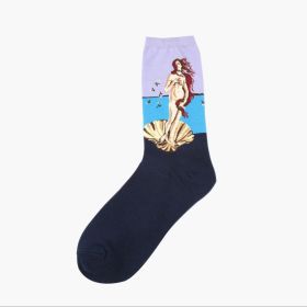 Hot Dropshipping Autumn winter Retro Women New Art Van Gogh Mural World Famous Oil Painting Series Men Socks Funny Socks (Color: 5)