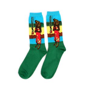 Hot Dropshipping Autumn winter Retro Women New Art Van Gogh Mural World Famous Oil Painting Series Men Socks Funny Socks (Color: 22)