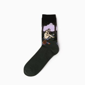 Hot Dropshipping Autumn winter Retro Women New Art Van Gogh Mural World Famous Oil Painting Series Men Socks Funny Socks (Color: 12)