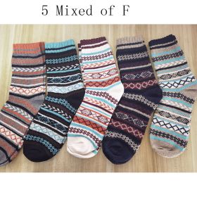 10PCS=5Pairs Autumn Winter New Men Thicken Warm Harajuku Retro Fashion Casual Wool High Quality Cotton Socks Wholesale Snow Sock (Color: 5 mixed F, size: EUR size38-45)