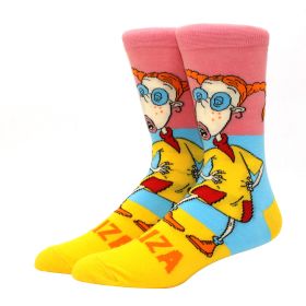 Fashion men's funny socks fashion women's personality anime socks cartoon fashion skarpety high quality sewing pattern (Color: 18)