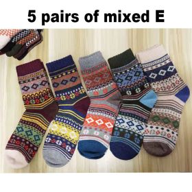 10PCS=5Pairs Autumn Winter New Men Thicken Warm Harajuku Retro Fashion Casual Wool High Quality Cotton Socks Wholesale Snow Sock (Color: 5 mixed E, size: EUR size38-45)