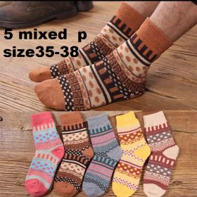 10PCS=5Pairs Autumn Winter New Men Thicken Warm Harajuku Retro Fashion Casual Wool High Quality Cotton Socks Wholesale Snow Sock (Color: 5 mixed P, size: EUR size38-45)