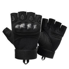 Half Finger Men's Outdoor Military Tactical Gloves. Sports, Shooting, Hunting, Airsoft Motorcycle, Cycling (Color: Black)