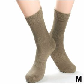 Men 2Pairs/Lot knee-high cotton keep warm thickening breathable cold-proof terry cushioned running military army fan outdoor sports socks L Size (Quantity: 2Pairs, size: M)