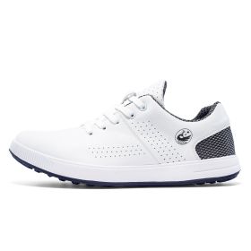 New Brand Men's Golf Shoes Leather Waterproof Non-slip Outdoor Golf Training Men's Shoes Sports Shoes Men's Plus Size Shoes (Color: White, size: EUR41(US8))