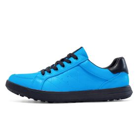 New Brand Men's Golf Shoes Leather Waterproof Non-slip Outdoor Golf Training Men's Shoes Sports Shoes Men's Plus Size Shoes (Color: Lake Blue, size: EUR44(US10))