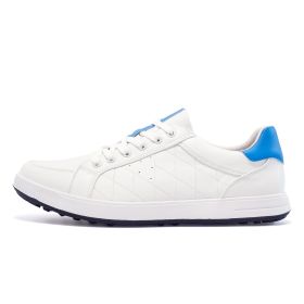 New Brand Men's Golf Shoes Leather Waterproof Non-slip Outdoor Golf Training Men's Shoes Sports Shoes Men's Plus Size Shoes (Color: Sky blue White, size: EUR42(US8.5))