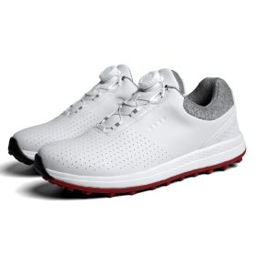 2022 Men Genuine Leather Golf Shoes Outdoor Waterproof Anti-slip Breathable Golf Shoes Plus Size 47 (Color: White, size: EUR 40)