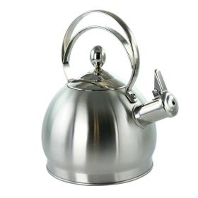 Camping Stainless Steel Whistling Tea Kettle (Color: Silver C)