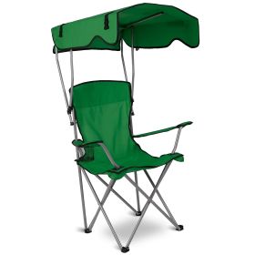 Foldable Beach Sun Protection Camping Lawn Canopy Chair 330LBS Load Folding Seat (Color: Green)