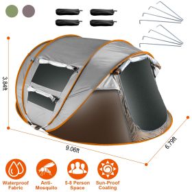 Pop Up Tent Automatic Setup Camping Tent Waterproof Instant Setup Tent with 4 Mosquito Net Windows Carrying Bag for Hiking Climbing Adventure Fishing (type: Khaki_5_8Person_Standard)