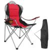 Foldable Camping Heavy Duty Steel Lawn Chair. Padded Seat Arm Back Beach Chair 330LBS Max Load with Cup Holder Carry Bag